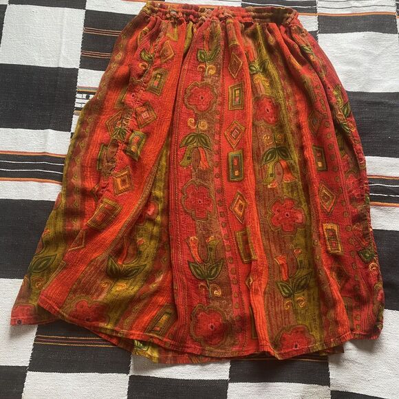 Vintage Zanana by Saraf Floral Maxi Rayon Skirt. OSFM. Tie Waist. India. - Picture 11 of 13